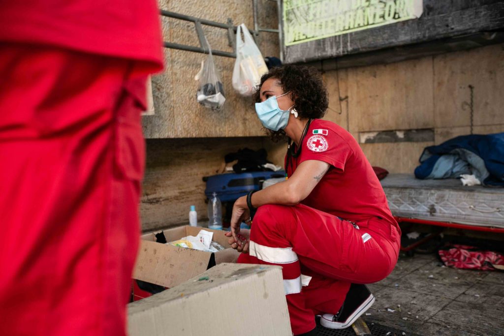 Red Cross volunteers at work